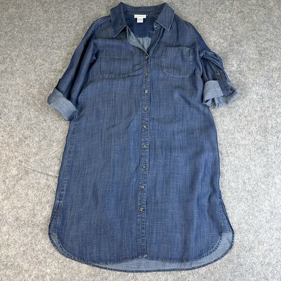 Soft Surroundings Dress Womens Small Chambray Denim Button Front Tencel Capsule - Picture 1 of 10